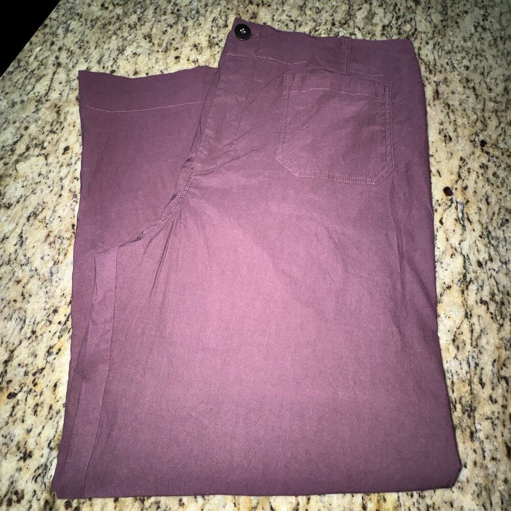 Maeve Colette High-Rise Wide-Leg Full-Length Pants Magic Fabric Size 22 Burgundy